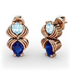 Admina Küpe - Lab safir ve akuamarin 8 ayar rose altın küpe #pz7ns7
