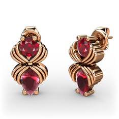 Admina Küpe - Kök yakut ve garnet 8 ayar rose altın küpe #s7lr7b