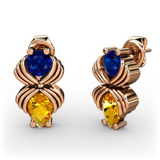 Admina Küpe - Sitrin ve lab safir 8 ayar rose altın küpe #t7jeth