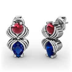 Admina Küpe - Lab safir ve kök yakut 925 ayar gümüş küpe #ulhqra