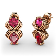 Admina Küpe - Garnet ve rodolit garnet 18 ayar rose altın küpe #vti5l2