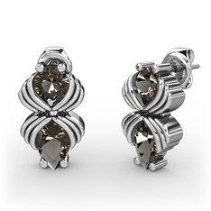 Admina Küpe - Dumanlı kuvars 14 ayar beyaz altın küpe #w02f5v