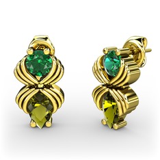 Admina Küpe - Peridot ve yeşil kuvars 8 ayar altın küpe #ww921p