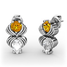 Admina Küpe - Swarovski ve sitrin 18 ayar beyaz altın küpe #xa4ljs