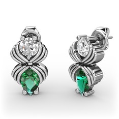 Admina Küpe - Yeşil kuvars ve pırlanta 925 ayar gümüş küpe (0.48 karat) #xdiffd