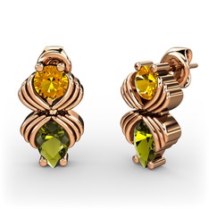 Admina Küpe - Peridot ve sitrin 8 ayar rose altın küpe #y3mf8b