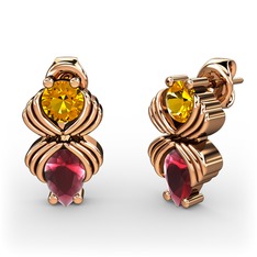 Admina Küpe - Kök yakut ve sitrin 8 ayar rose altın küpe #ygiy9b