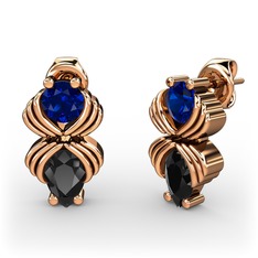 Admina Küpe - Siyah zirkon ve lab safir 18 ayar rose altın küpe #z4ebl2