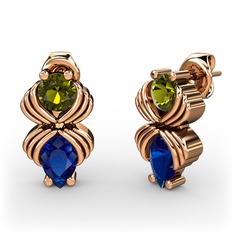 Admina Küpe - Lab safir ve peridot 14 ayar rose altın küpe #zihkww