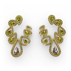 Ladonna Küpe - Dumanlı kuvars ve peridot 8 ayar rose altın küpe #10tl76h