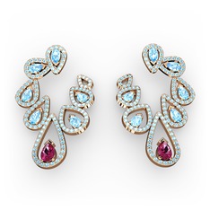 Ladonna Küpe - Rodolit garnet ve akuamarin 14 ayar rose altın küpe #11zw2sk