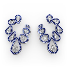 Ladonna Küpe - Swarovski ve lab safir 18 ayar beyaz altın küpe #12wruo0