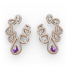 Ladonna Küpe - Ametist, swarovski ve pırlanta 18 ayar rose altın küpe (2.882 karat) #16krlr9