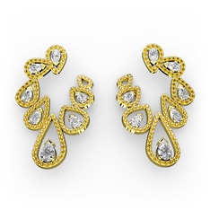 Swarovski, beyaz zirkon ve sitrin 14 ayar altın küpe