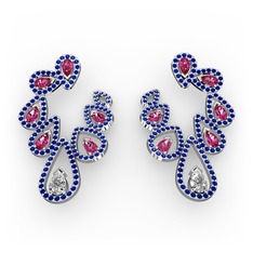 Ladonna Küpe - Swarovski, rodolit garnet ve lab safir 925 ayar gümüş küpe #170vqqd