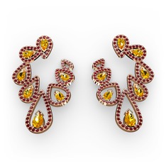 Ladonna Küpe - Sitrin ve garnet 18 ayar rose altın küpe #17k7psg