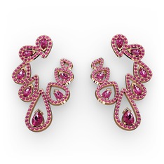 Ladonna Küpe - Rodolit garnet 18 ayar rose altın küpe #1b1ohzz