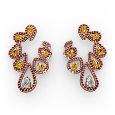 Ladonna Küpe - Swarovski, sitrin ve garnet 18 ayar rose altın küpe #1bm4zf1