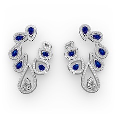 Ladonna Küpe - Swarovski, lab safir ve pırlanta 14 ayar beyaz altın küpe (2.882 karat) #1cqx05u