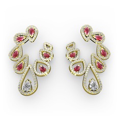 Ladonna Küpe - Swarovski, kök yakut ve beyaz zirkon 925 ayar altın kaplama gümüş küpe #1e1t8v