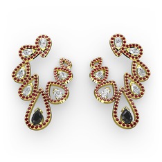 Ladonna Küpe - Siyah zirkon, swarovski ve garnet 925 ayar altın kaplama gümüş küpe #1e4rka5