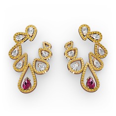 Ladonna Küpe - Rodolit garnet, swarovski ve sitrin 18 ayar rose altın küpe #1ectk0r