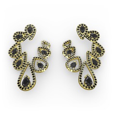 Ladonna Küpe - Siyah zirkon 925 ayar altın kaplama gümüş küpe #1ejclut