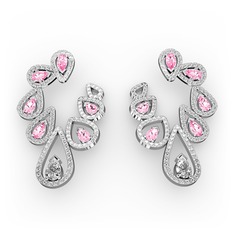 Ladonna Küpe - Swarovski, pembe kuvars ve pırlanta 18 ayar beyaz altın küpe (2.882 karat) #1ekqhpx