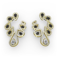 Ladonna Küpe - Beyaz zirkon, siyah zirkon ve swarovski 14 ayar altın küpe #1enp2gr