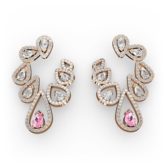Ladonna Küpe - Pembe kuvars, swarovski ve pırlanta 18 ayar rose altın küpe (2.882 karat) #1fdvamr