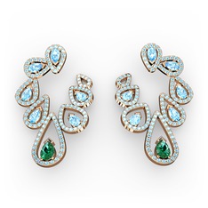 Ladonna Küpe - Yeşil kuvars ve akuamarin 14 ayar rose altın küpe #1h5ocah