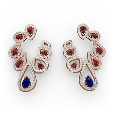 Ladonna Küpe - Lab safir, garnet ve pırlanta 18 ayar rose altın küpe (2.882 karat) #1h8hz5i