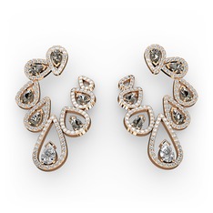 Ladonna Küpe - Beyaz zirkon, dumanlı kuvars ve pırlanta 8 ayar rose altın küpe (2.882 karat) #1hjqafe