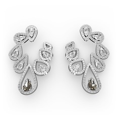 Ladonna Küpe - Dumanlı kuvars, swarovski ve beyaz zirkon 18 ayar beyaz altın küpe #1i5np63