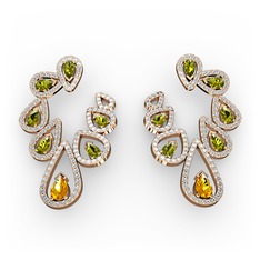 Ladonna Küpe - Sitrin, peridot ve beyaz zirkon 8 ayar rose altın küpe #1ik2bd4