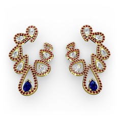 Ladonna Küpe - Lab safir, swarovski ve garnet 14 ayar altın küpe #1imn8m1