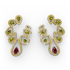 Garnet, peridot ve sitrin 925 ayar gümüş küpe
