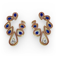 Ladonna Küpe - Swarovski, lab safir ve garnet 8 ayar altın küpe #1iye3bq