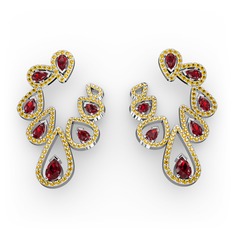 Garnet ve sitrin 925 ayar gümüş küpe