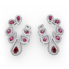 Garnet, rodolit garnet ve swarovski 925 ayar gümüş küpe