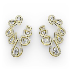 Beyaz zirkon ve swarovski 8 ayar altın küpe
