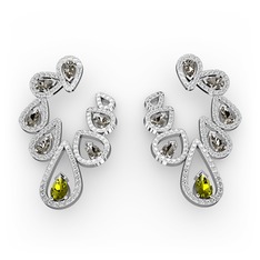 Ladonna Küpe - Peridot, dumanlı kuvars ve swarovski 8 ayar beyaz altın küpe #1meyva6