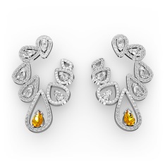 Sitrin ve swarovski 925 ayar gümüş küpe