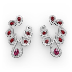 Ladonna Küpe - Rodolit garnet, garnet ve swarovski 925 ayar gümüş küpe #1pwvlnl