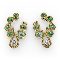 Ladonna Küpe - Swarovski, yeşil kuvars ve peridot 14 ayar rose altın küpe #1q2z6hj