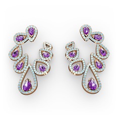 Ladonna Küpe - Ametist ve akuamarin 14 ayar rose altın küpe #1qichy2