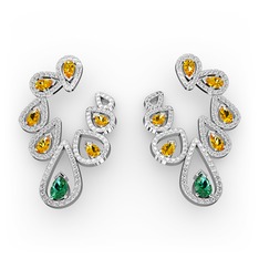 Ladonna Küpe - Yeşil kuvars, sitrin ve swarovski 925 ayar gümüş küpe #1r1wrfk