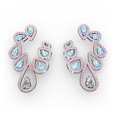 Ladonna Küpe - Swarovski, akuamarin ve pembe kuvars 925 ayar gümüş küpe #1rc3ih9