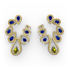 Ladonna Küpe - Peridot, lab safir ve sitrin 14 ayar beyaz altın küpe #1riphb5