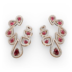 Ladonna Küpe - Garnet, kök yakut ve pırlanta 18 ayar rose altın küpe (2.882 karat) #1rw939c